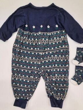 Vintage Gymboree 90s Floral Romper And Socks Baby Girl Rainbow Tag